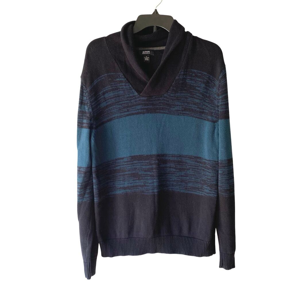 Alfani Men’s Cotton Knit Sweater SZ M Shawl Collar Casual Pullover Preppy